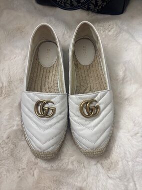 Gucci White Leather Espadrille (38)